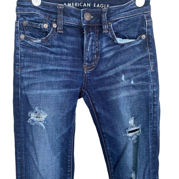American Eagle Super Stretch Distressed Jeggings Sz 0 Short - Picture 2 of 11